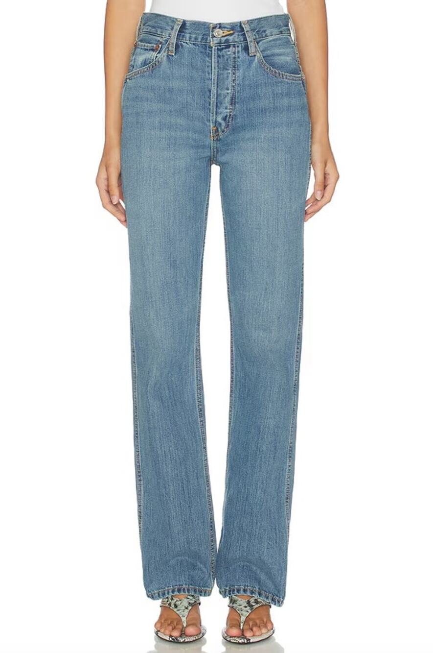 NEW RE/DONE Moon Stone 90s High Rise Loose Cotton Rigid Denim Jean Size 23